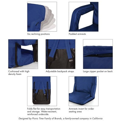  Picnic Time Ventura Stadium Seats - Navy