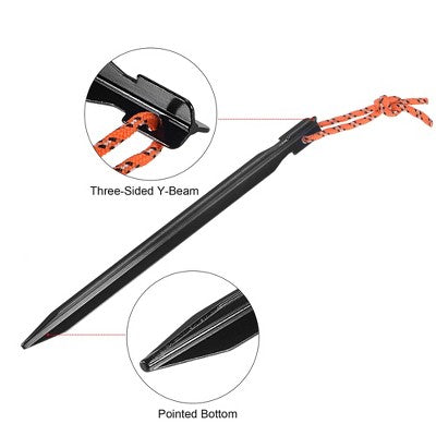  Unique Bargains Tent Stakes Y-Beam Camping Pegs With Pull Rope Aluminum For Tarp 6 Pcs