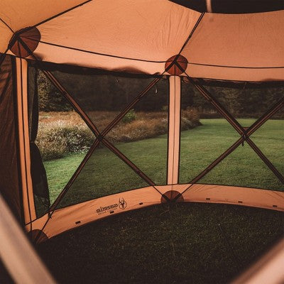 Gazelle Tents G6 Portable Deluxe Pop Up 6 Sided 8-Person Gazebo Screen Tent With Easy Set Up And Zippered Door - Brown