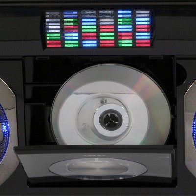  Studebaker 80's Retro Street Bluetooth Boombox With FM Radio, CD Player, LED EQ (SB2145) - Black