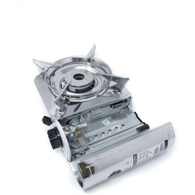  GasOne GS-800 Emergency Gear Camping Mini Butane Portable Gas Stove With Carrying Case, Stainless Steel, White