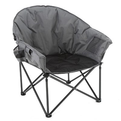  Arrowhead Outdoor Oversized Heavy-Duty Club Folding Camping Chair W/External Pocket, Cup Holder, Portable, Padded, Moon, Round, Bag (Granite Grey)