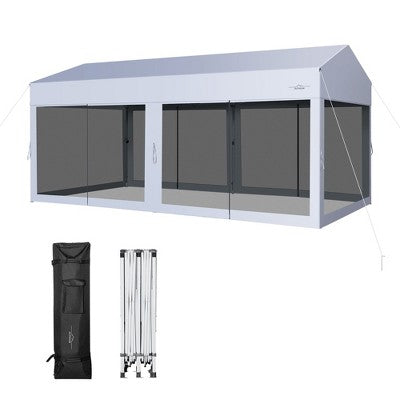  Costway 10x20ft Pop-Up Canopy Party Tent Sidewalls Portable Garage Car Shelter Wheeled