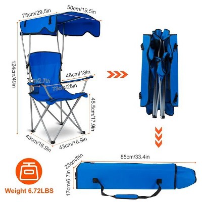 Racxily Foldable Beach Canopy Chair Sun Protection Camping Lawn Canopy Chair 330LBS Load Folding Seat