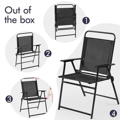  Yaheetech Set Of 4 Outdoor Foldable Dining Chairs With Backrest And Armrests