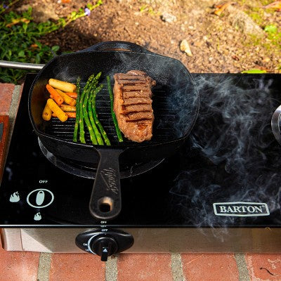  XtremepowerUS Double Burner Stove Brass Tempered Ignition LPG, With Regulator Gas Range, Black