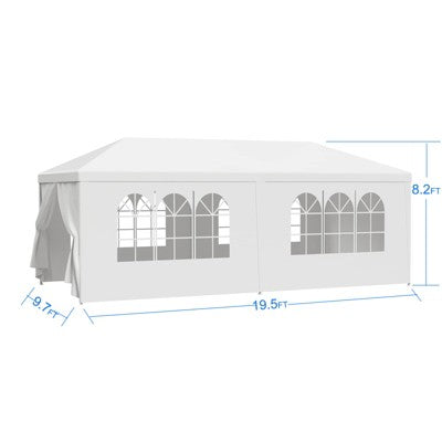  10x20 Party Tent, Outdoor Wedding Tents With 6 Removable Sidewalls, Gazebo Shelter For Parties Patio, Outside Waterproof Canopy Tent,Event Tent White