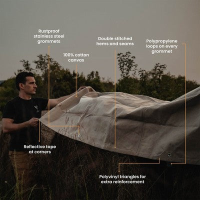  White Duck Canvas Tarp Outdoor Heavy Duty Water-Resistant Tarpaulin Cover, 18 Oz Loomstate Cotton With Stainless Steel Grommets