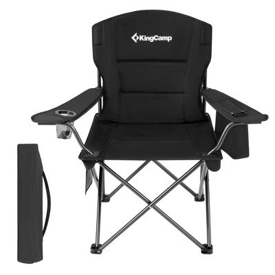  KingCamp Padded Folding Lounge Chairs With Built-In Cupholder, Insulated Cooler Sleeve, And Side Storage Pocket For Indoor & Outdoors