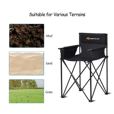  Costway Portable 38'' Oversized High Outdoor Beach Chair Camping Fishing Folding Chair