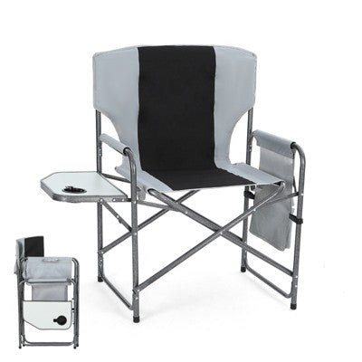  MUKE Foldable Aluminum Director’s Chair With Side Table & Pocket, Lightweight Heavy-Duty Armrest Seat For Camping, Patio, Events & Indoor Use