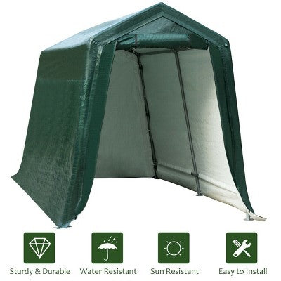  Costway 7'x12' Patio Tent Carport Storage Shelter Shed Car Canopy Heavy Duty Green