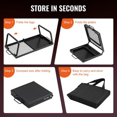  VEVOR Folding Campfire Grill, Heavy Duty Steel Mesh Grate, 22.4" Portable Camping Grates Over Fire Pit, Camp Fire Cooking Equipment