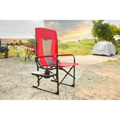  QingMoon Camping Directors Chair, Portable Folding Camping Chair With Side Table, Pocket & Cup Holder For Beach, Fishing & Outdoor Trips