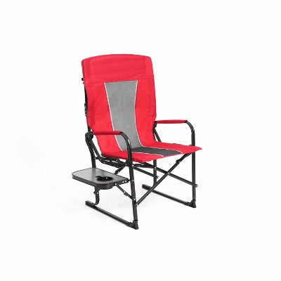  DOMETOUR Camping Directors Chair, Heavy Duty,Oversized Portable Folding Chair With Side Table, Pocket For Beach, Fishing,Trip,Picnic,Lawn Red