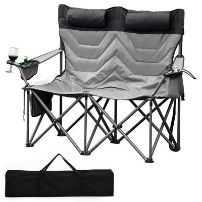  Heavy Duty Oversized Camping Chair For 2 Person – 700LB Capacity Folding Outdoor Chair With Cooler Pouch