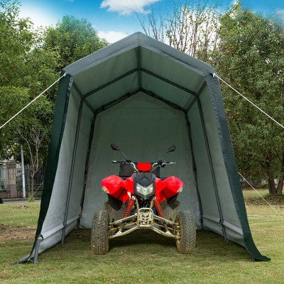  Costway 7'x12' Patio Tent Carport Storage Shelter Shed Car Canopy Heavy Duty Green