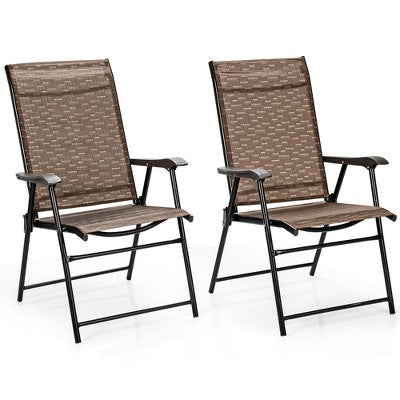  Costway 2PCS Outdoor Patio Folding Chair Camping Portable Lawn Garden W/Armrest