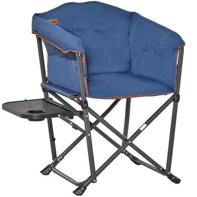  Outsunny Outdoor Director Chair, Folding Camping Chair With Thick Padded, Side Table And Heavy Duty Frame For Camping, Picnic, Beach, Hiking, Travel