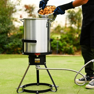  Barton 30QT Turkey Deep Fryer Pot Boiling Seafood Cajun Lid Propane Gas Stove Burner W/ Stand