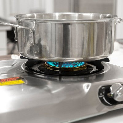  XtremepowerUS Deluxe Propane Gas Range Stove 2 Burner Cooktop Auto Ignition Camping, Stainless Steel
