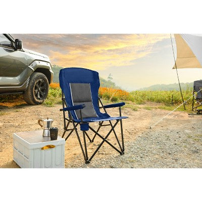  Kumasinova Foldable Camping Chairs With Cup Holders,Heavy Duty Outdoor Chairs With High Back Support,Portable Lawn Chairs For Beach,Fishing&Backyard