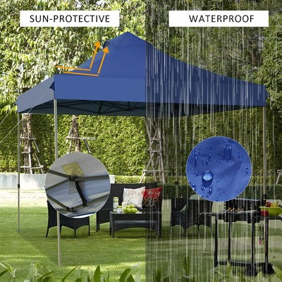  Costway 10' X 10' Portable Pop Up Canopy Event Party Tent Adjustable W/Roller Bag White/Blue/Grey