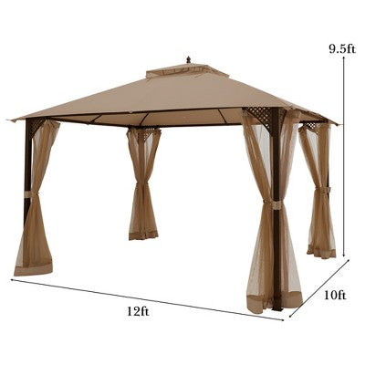  Tangkula 12' X 10' Octagonal Tent Outdoor Gazebo Canopy Shelter With Mosquito Netting