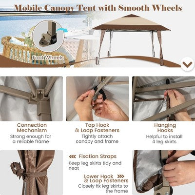  Costway 13'x13' Patio Pop-Up Gazebo Canopy Tent Portable Instant Sun Shelter Coffee