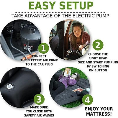  Zone Tech Car Trunk Inflatable Air Mattress - Air Pump Flocking Back Seat Mattress Bed With 2 Inflatable Pillows For Travel Camping Family Outing