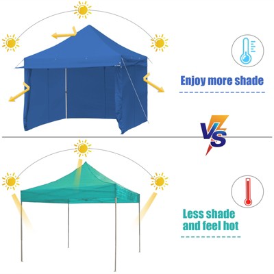  Tangkula 10x10ft Pop Up Tent, 4 Height Adjustment Folding Camping Tent With Awning