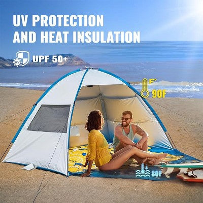  Boersma Beach Tent – UPF 50+ Sun Protection, Fits 3 People. Portable, Easy Setup Cabana For Beach, Park, Or Outdoor Shade Anywhere.