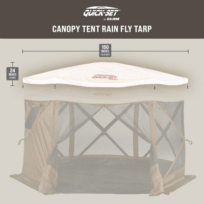  CLAM Quick-Set Outdoor Gazebo Screen Tent Canopy Accessory Rain Fly Roof Tarp For Pavilion/Pavilion Camper Models, Tan (Tent Not Included)
