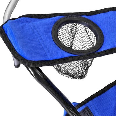  GoTeam Double Folding Camping Chair Set With Shade Umbrella, Cooler, And Carrying Bag For Camping, Beach Lounging, Tailgating, And More, Blue