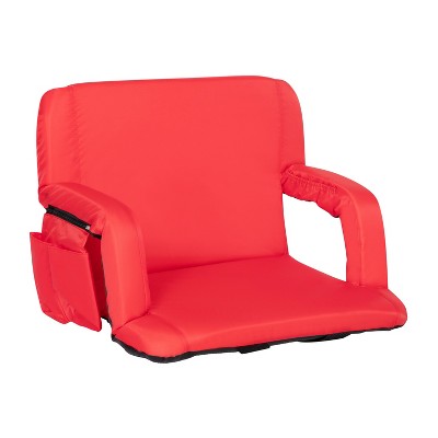  Emma And Oliver Extra Wide Portable Stadium Chair With Reclining Padded Back & Seat, Lightweight Metal Frame With Armrests & Backpack Straps