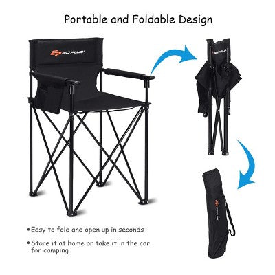  Costway Portable 38'' Oversized High Outdoor Beach Chair Camping Fishing Folding Chair