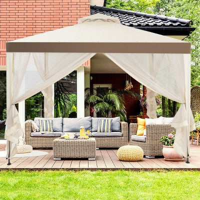  10’x 10’ 2-tier Canopy Gazebo Tent Outdoor Netting Picnic Party Sun Shade