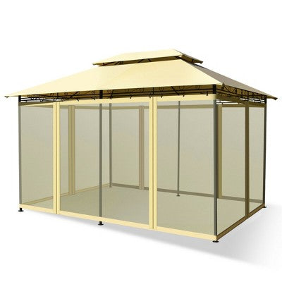  Costway 2-Tier 10'x13' Steel Gazebo Canopy Tent Shelter Patio Garden Outdoor Netting