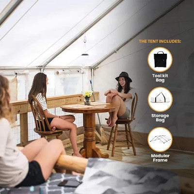  White Duck Alpha Canvas Wall Tent With Stove Jack & Frame, 4-Season Water Repellent Camping Tent, DYNA DUCK Fabric