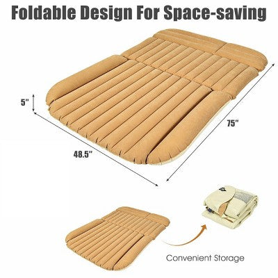  Costway Inflatable SUV Air Backseat Mattress Flocking Travel Pad W/Pump Camping Travel
