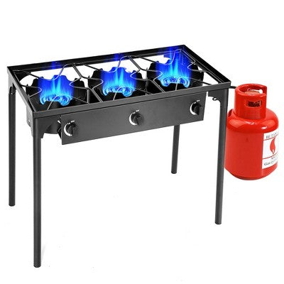  Tangkula Outdoor 3-Burner Stove High Pressure Propane Gas Camp Stove 225,000 BTU