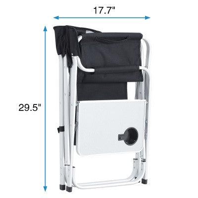  YUHAO 1PCS Outdoor Storage Pockets Lightweight Oversized Directors Chair，Padded Folding Outdoor Chair For Camping Picnics Fishing，Black+Grey