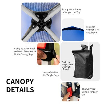  6x6 FT Pop Up Canopy Tent Camping Sun Shelter W/ Roller Bag