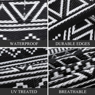  Waterproof Outdoor Rug - Reversible Patio Carpet, UV & Stain Resistant, Portable RV Mat For Camping, Deck, Picnic