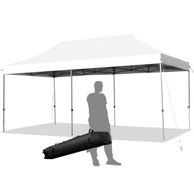  Costway 10'x20' Pop Up Canopy Tent Folding Heavy Duty Sun Shelter Adjustable W/Bag