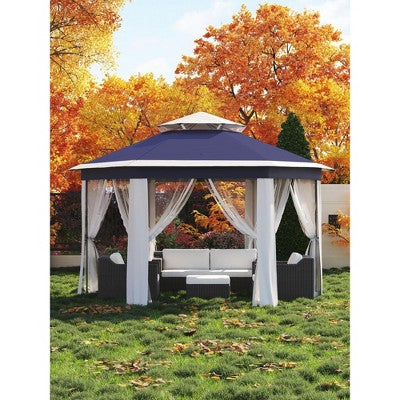  Garvee 13x13FT Pop Up Gazebo Screen Tent, Hexagonal Instant Gazebo Tent With Mosquito Netting Outdoor Canopy,6 Sided Sun Shelter