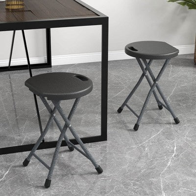  Tangkula 3PCS 18"H Folding Stool Portable & Foldable Camping Chair W/ Built-in Handle