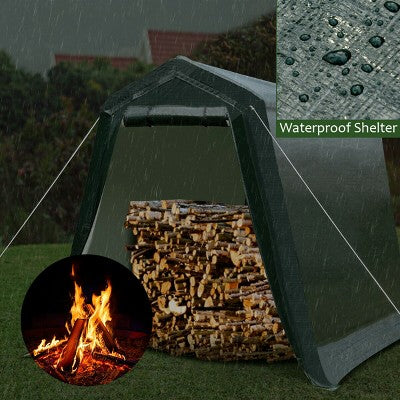  Costway 6'x8' Patio Tent Carport Storage Shelter Shed Car Canopy Heavy Duty Green