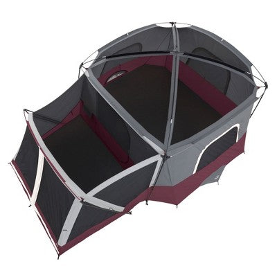  CORE Spacious 11-Person Family Outdoor Camping Cabin Tent With Screen Room, Rain Fly, Ground Stakes, And Carrying Bag, Wine (3 Pack)