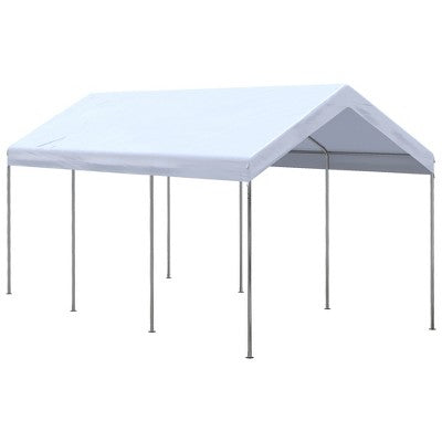  Outsunny 10' X 20' Carport, Portable Garage & Patio Canopy Tent, Adjustable Height, Anti-UV Cover For Car, Truck, Boat, Catering, Wedding